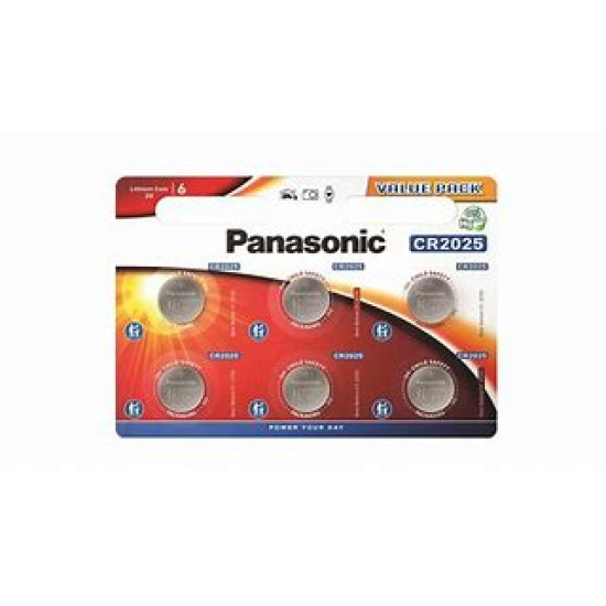 Panasonic CR2025 3V lítium gombelem 6db/csomag