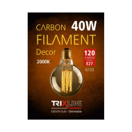 Trixline 40W E27 2700K Globe Carbon Decor izzó (G125-SC29) Dimmable